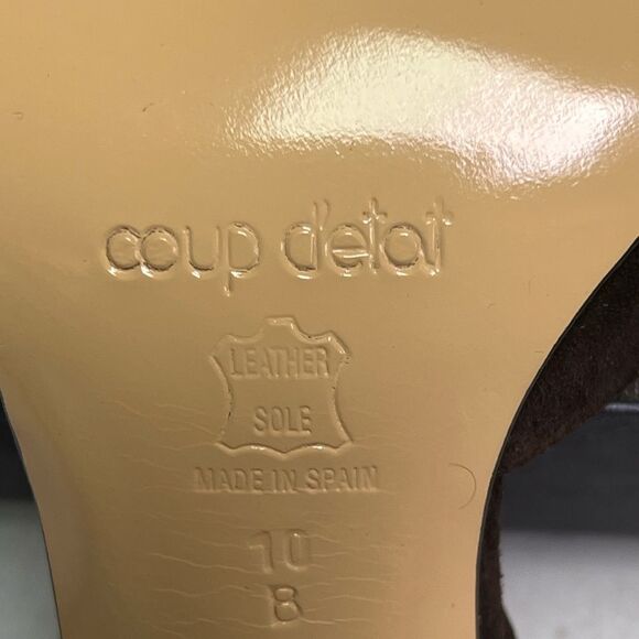 Coup D'etat Suede T Strap Dark Brown Pointed Toe Pumps Womens Size 10 NWB - Picture 11 of 12